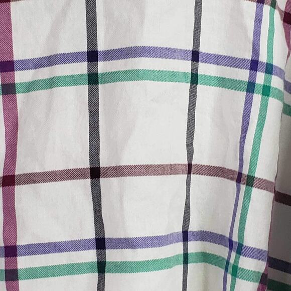 Talbots Shirt Button Up White Plaid Print LS Shirt Womens Plus Size 3X Cotton - Picture 5 of 9